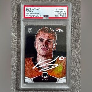 2024 Mosaic Bo Nix Micro Mosaic On Card Authentic Auto